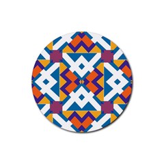 Shapes In Rectangles Pattern Rubber Coaster (round)