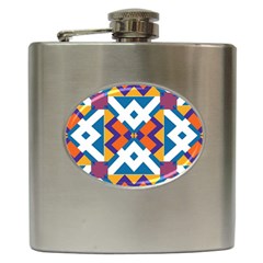 Shapes In Rectangles Pattern Hip Flask (6 Oz) by LalyLauraFLM