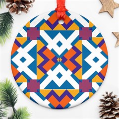 Shapes In Rectangles Pattern Round Ornament (two Sides)