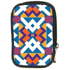 Shapes In Rectangles Pattern Compact Camera Leather Case