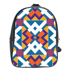 Shapes In Rectangles Pattern School Bag (large)