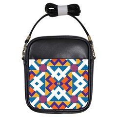 Shapes In Rectangles Pattern Girls Sling Bag