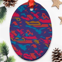 Chaos In Retro Colors Ornament (oval)