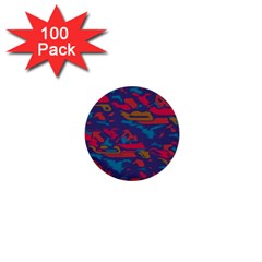 Chaos In Retro Colors 1  Mini Button (100 Pack) 