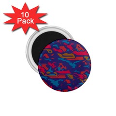 Chaos In Retro Colors 1 75  Magnet (10 Pack) 