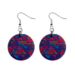 Chaos In Retro Colors 1  Button Earrings