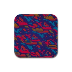 Chaos In Retro Colors Rubber Square Coaster (4 Pack)