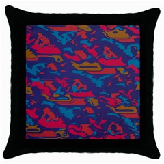 Chaos In Retro Colors Throw Pillow Case (black)