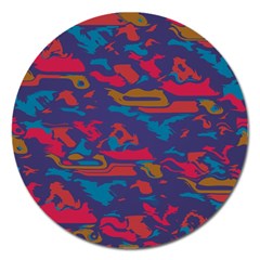 Chaos In Retro Colors Magnet 5  (round) by LalyLauraFLM