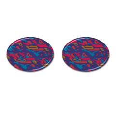 Chaos In Retro Colors Cufflinks (oval) by LalyLauraFLM