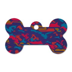 Chaos In Retro Colors Dog Tag Bone (two Sides)