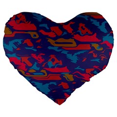 Chaos In Retro Colors Large 19  Premium Heart Shape Cushion