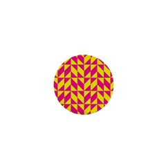 Pink And Yellow Shapes Pattern 1  Mini Button