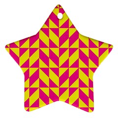 Pink And Yellow Shapes Pattern Ornament (star)