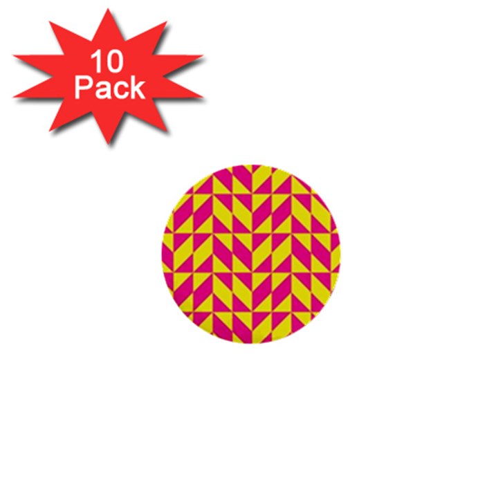 Pink and yellow shapes pattern 1  Mini Button (10 pack) 