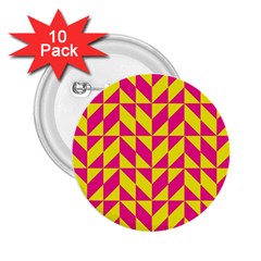 Pink And Yellow Shapes Pattern 2 25  Button (10 Pack)