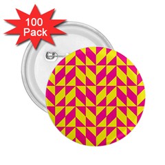 Pink And Yellow Shapes Pattern 2 25  Button (100 Pack) by LalyLauraFLM