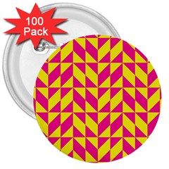 Pink And Yellow Shapes Pattern 3  Button (100 Pack)