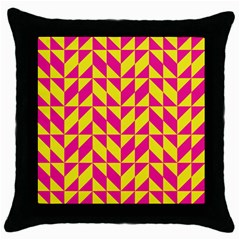 Pink And Yellow Shapes Pattern Throw Pillow Case (black)