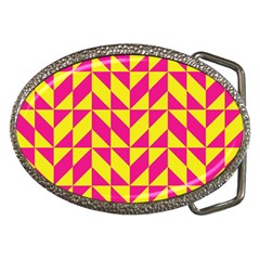 Pink And Yellow Shapes Pattern Belt Buckle by LalyLauraFLM