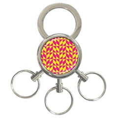 Pink And Yellow Shapes Pattern 3-ring Key Chain