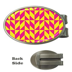 Pink And Yellow Shapes Pattern Money Clip (oval)