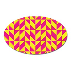 Pink And Yellow Shapes Pattern Magnet (oval)