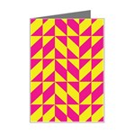 Pink and yellow shapes pattern Mini Greeting Card Left