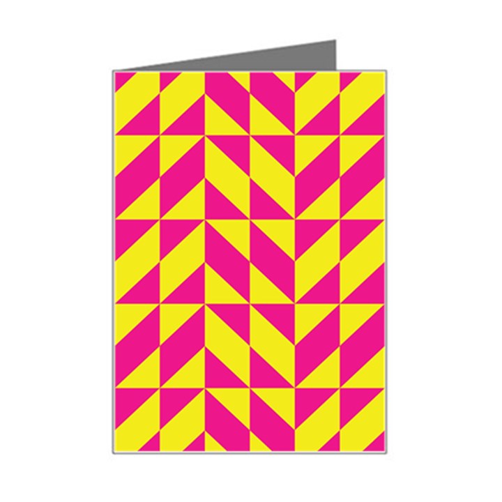 Pink and yellow shapes pattern Mini Greeting Card