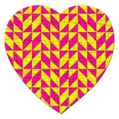 Pink And Yellow Shapes Pattern Jigsaw Puzzle (heart)