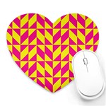 Pink and yellow shapes pattern Heart Mousepad Front