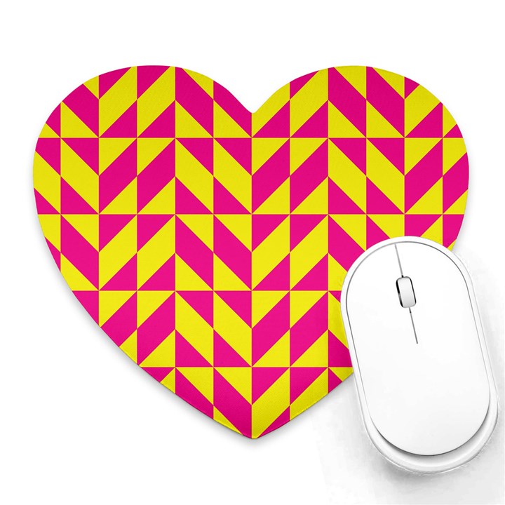 Pink and yellow shapes pattern Heart Mousepad