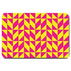 Pink And Yellow Shapes Pattern Large Doormat