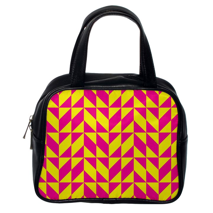 Pink and yellow shapes pattern Classic Handbag (One Side)