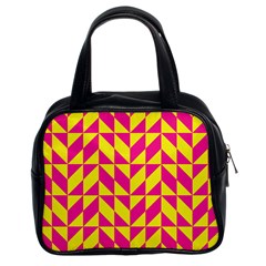 Pink And Yellow Shapes Pattern Classic Handbag (two Sides) by LalyLauraFLM