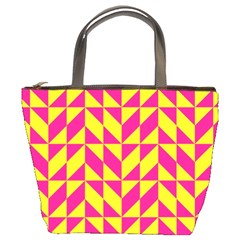 Pink And Yellow Shapes Pattern Bucket Bag