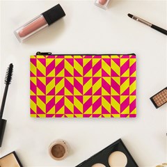 Pink And Yellow Shapes Pattern Cosmetic Bag (small)