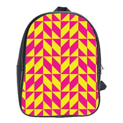 Pink And Yellow Shapes Pattern School Bag (large)