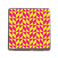 Pink And Yellow Shapes Pattern Memory Card Reader (square)