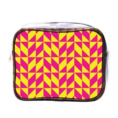 Pink And Yellow Shapes Pattern Mini Toiletries Bag (one Side)