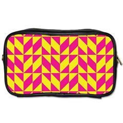 Pink And Yellow Shapes Pattern Toiletries Bag (two Sides)