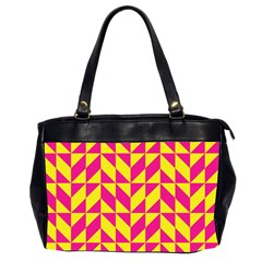 Pink And Yellow Shapes Pattern Oversize Office Handbag (2 Sides) by LalyLauraFLM