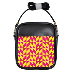 Pink And Yellow Shapes Pattern Girls Sling Bag