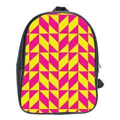 Pink And Yellow Shapes Pattern School Bag (xl)