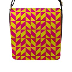 Pink And Yellow Shapes Pattern Flap Closure Messenger Bag (l) by LalyLauraFLM