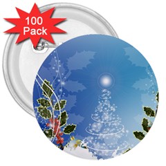 Christmas Tree 3  Buttons (100 Pack) 