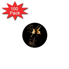 Beautiful Bird In Gold And Black 1  Mini Buttons (100 Pack) 