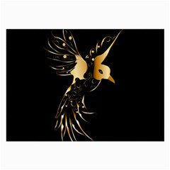 Beautiful Bird In Gold And Black Large Glasses Cloth (2-side)