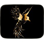 Beautiful Bird In Gold And Black Double Sided Fleece Blanket (Mini)  35 x27  Blanket Back