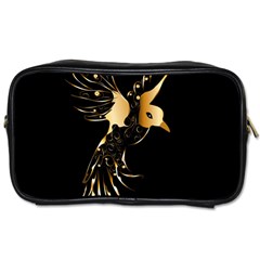 Beautiful Bird In Gold And Black Toiletries Bags